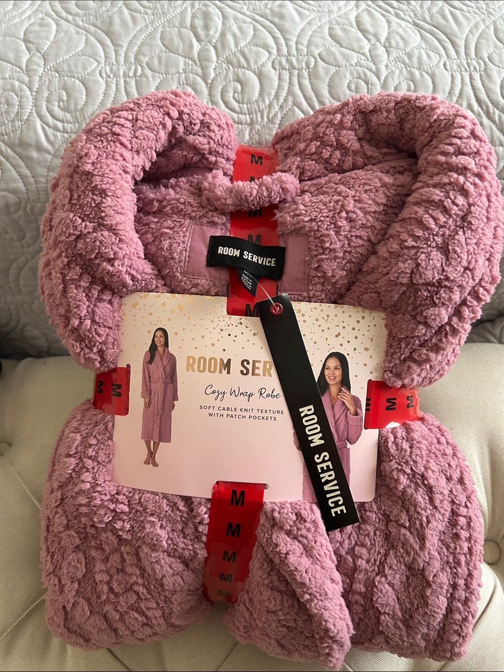 Room Service Women's Cozy Wrap Robe - Dusty Pink